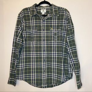 TIMBERLAND GREEN PLAID BUTTON DOWN LONG SLEEVE SHIRT